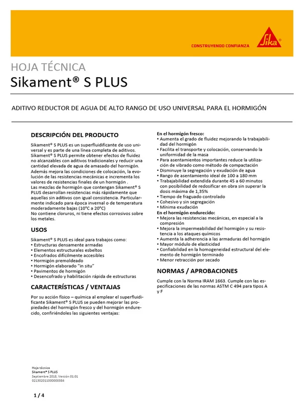 SIKAMENT S PLUS A GRANEL
