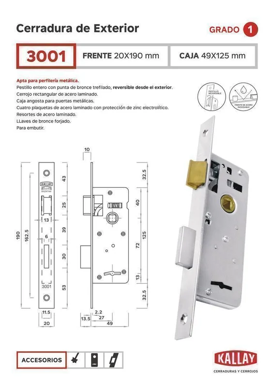 CE3001 CERRADURA KALLAY EMBUTI