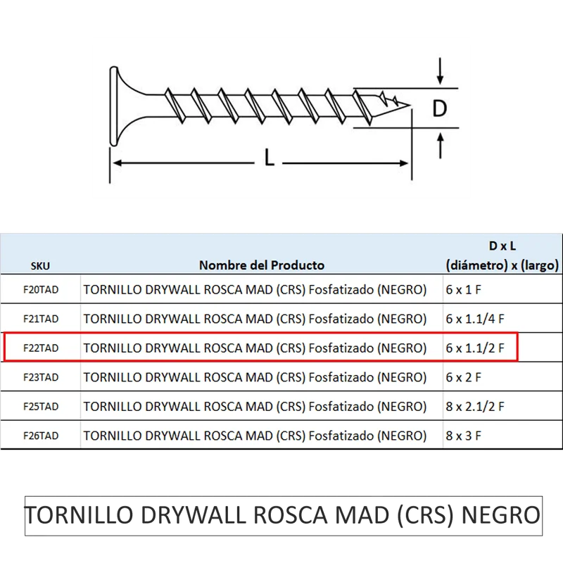 TORNILLO DRYWALL MAD 4.2 X 65