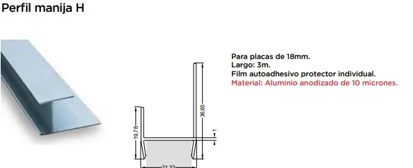 PERFIL MANIJA H DE APLICAR