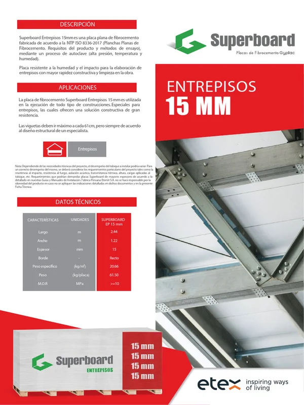 PLACA SUPERBOARD EP STD 15 MM
