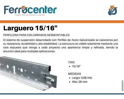 LARGUERO TX LP 15/16 X 3.66 ML