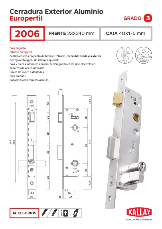 CE2006 CERRADURA KALLAY EMBUTI