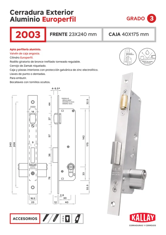 CE2003 CERRADURA KALLAY EMBUTI
