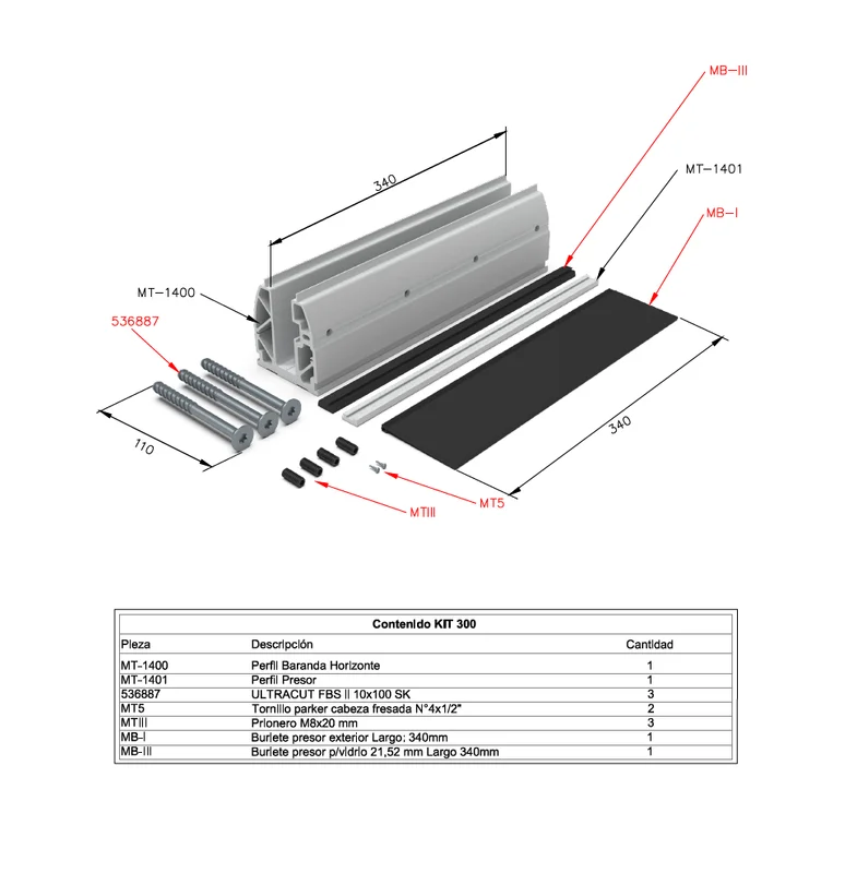 BARANDA HORIZONTE KIT-300KG