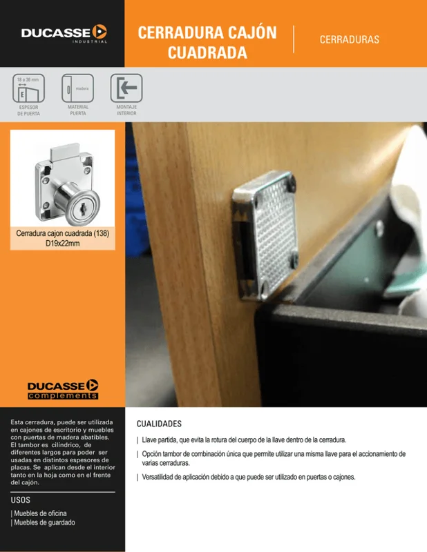 CERRADURA DE CAJON B/CUADRADA
