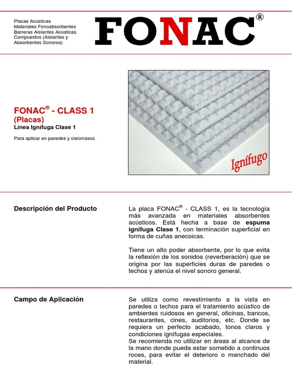 FONAC CONFORMADO CLAS 1 E=50MM
